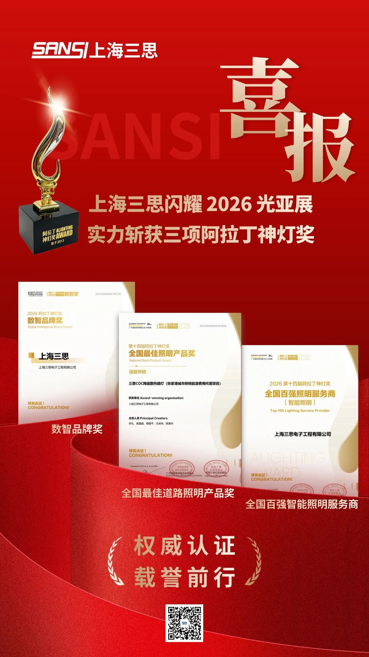 上海三思,攬獲,2026,阿拉丁神燈獎,三項殊榮,硬核實力,閃耀光亞展